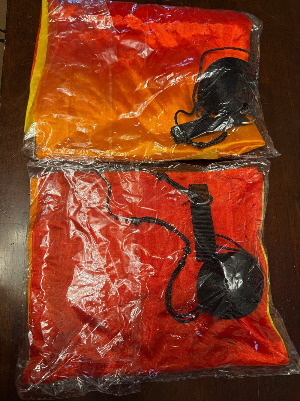 Pair of Bright Red-Orange scarfs and balls for poi dancing